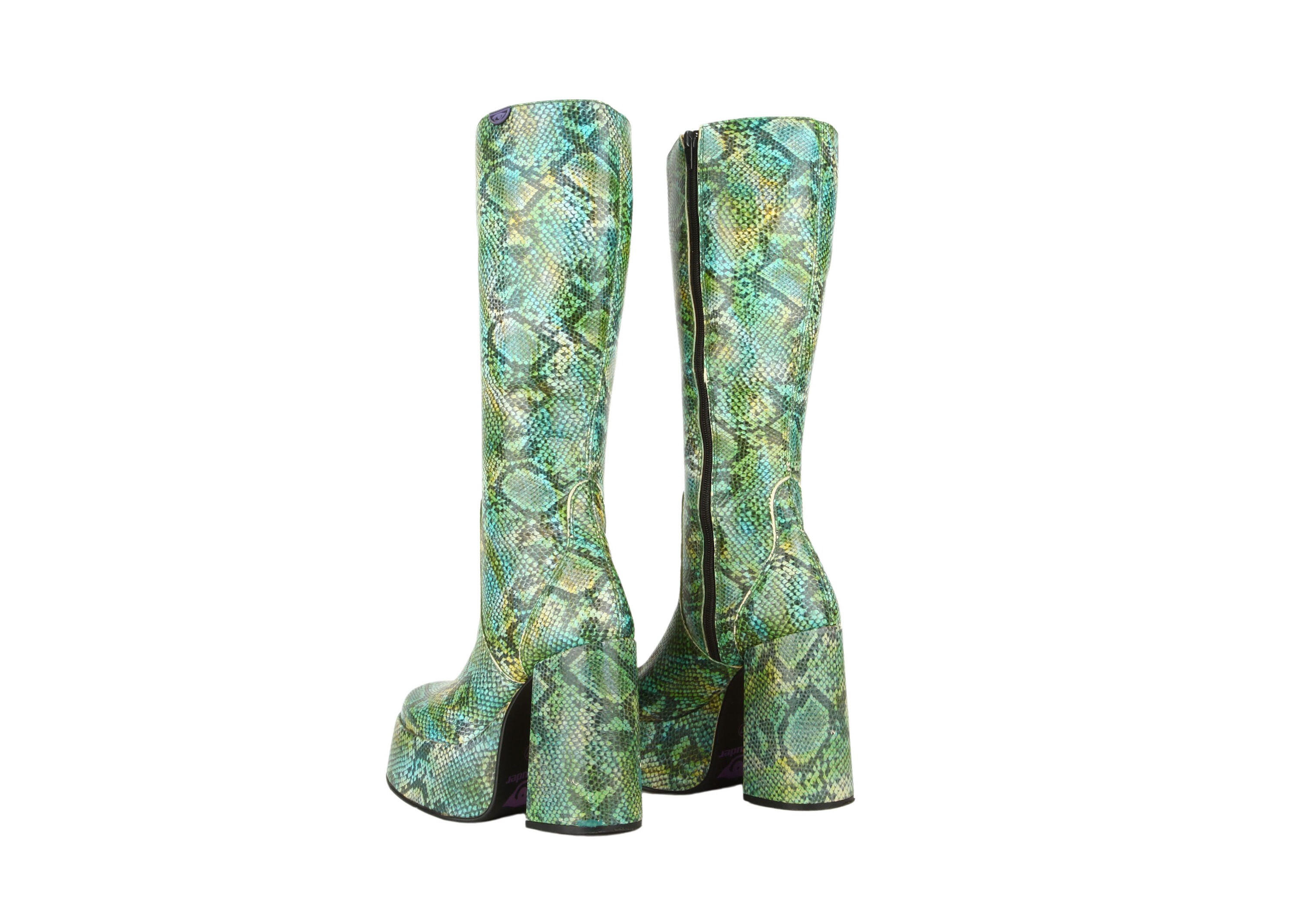 snakeskin platform boots