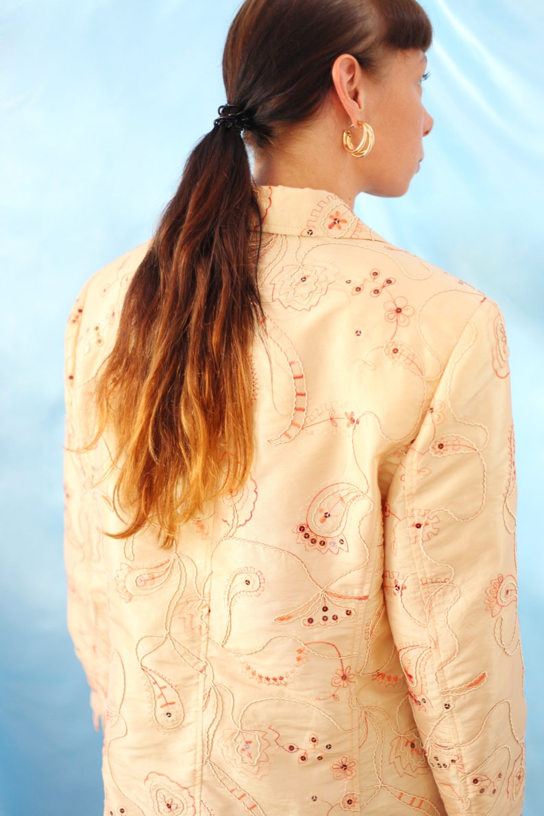 Beautiful UNIQUE golden beige blazer with sequins lady gold fashion boho bohemian club kid clubkid japanese copenhagen