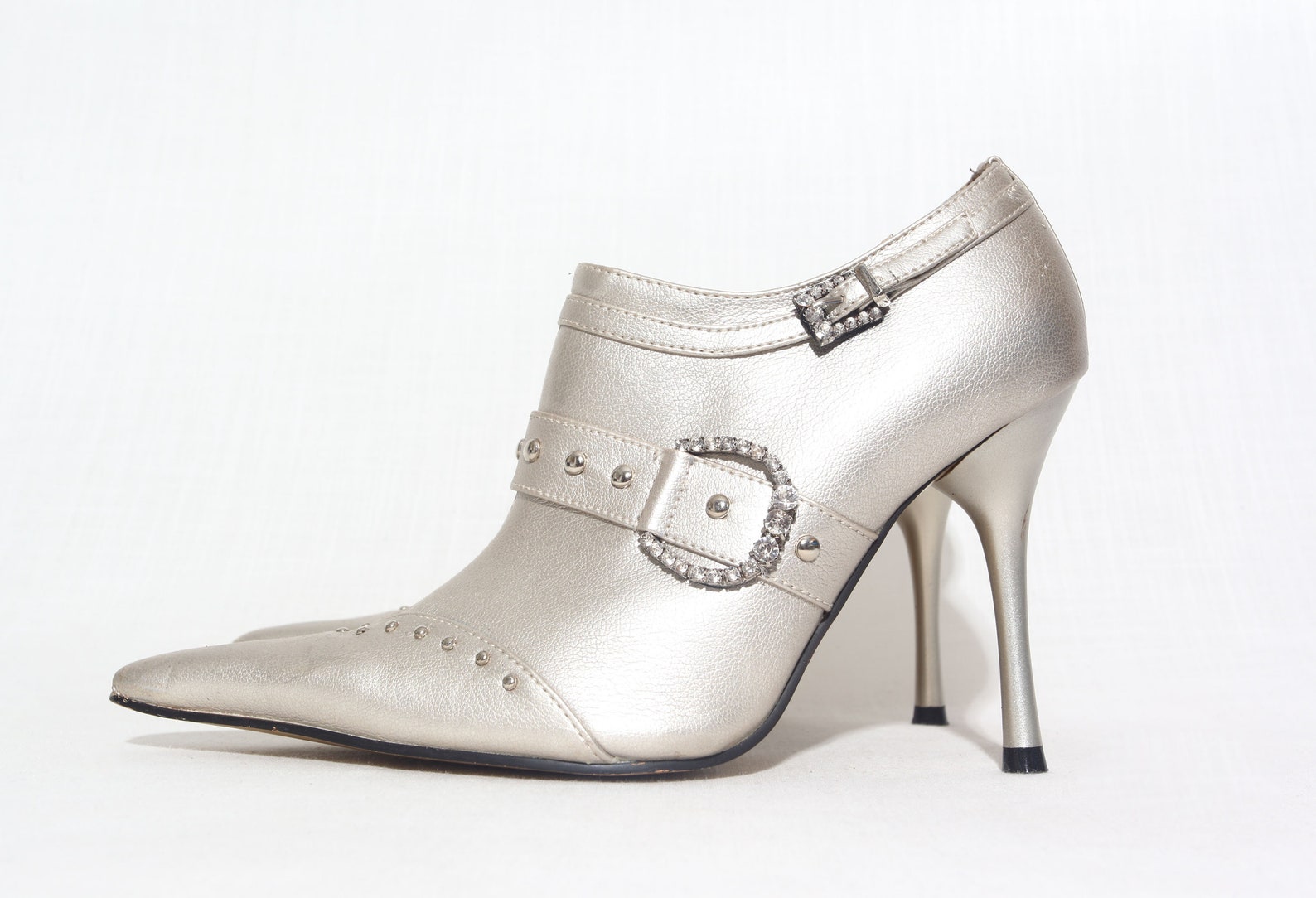 shiny silver booties