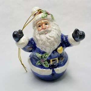blue ceramic santa
