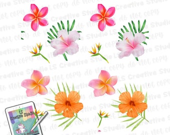 Plumeria & Hibiscus seamless file | Hawaiian print digital paper | flowers of Hawai’i | Hawaiian seamless pattern
