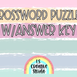 Crossword puzzle printable pages with answer key for kids, teens, adults