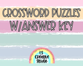 Crossword puzzle printable pages with answer key for kids, teens, adults