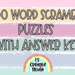 Word scramble puzzles for kids with answer key printable puzzle worksheets brain games for kids image 1