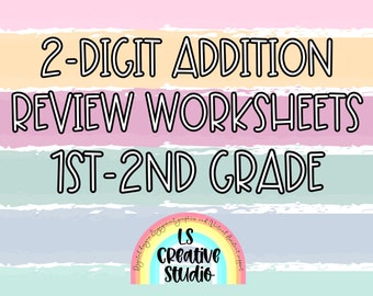 2-Digit addition math worksheets for 1st-2nd graders | math summer review packet | homeschool assignments