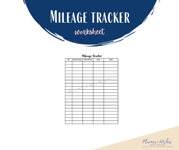 Mileage Tracker Worksheet Mileage Printable Mileage Tracker | Etsy