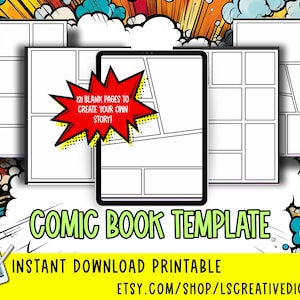 Blank Comic Book Template Pages | Printable Create Your Own Comic Book Activity | Art for Kids & Adults