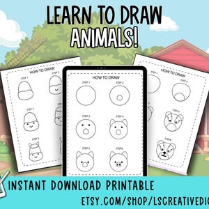 How to Draw Animals: Step-by-Step Drawing Guide Printable & Workbook for Kids | Busy Activity Pages