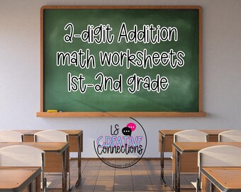 2-Digit addition math worksheets for 1st-2nd graders | math summer review packet | homeschool assignments | elementary mathematics