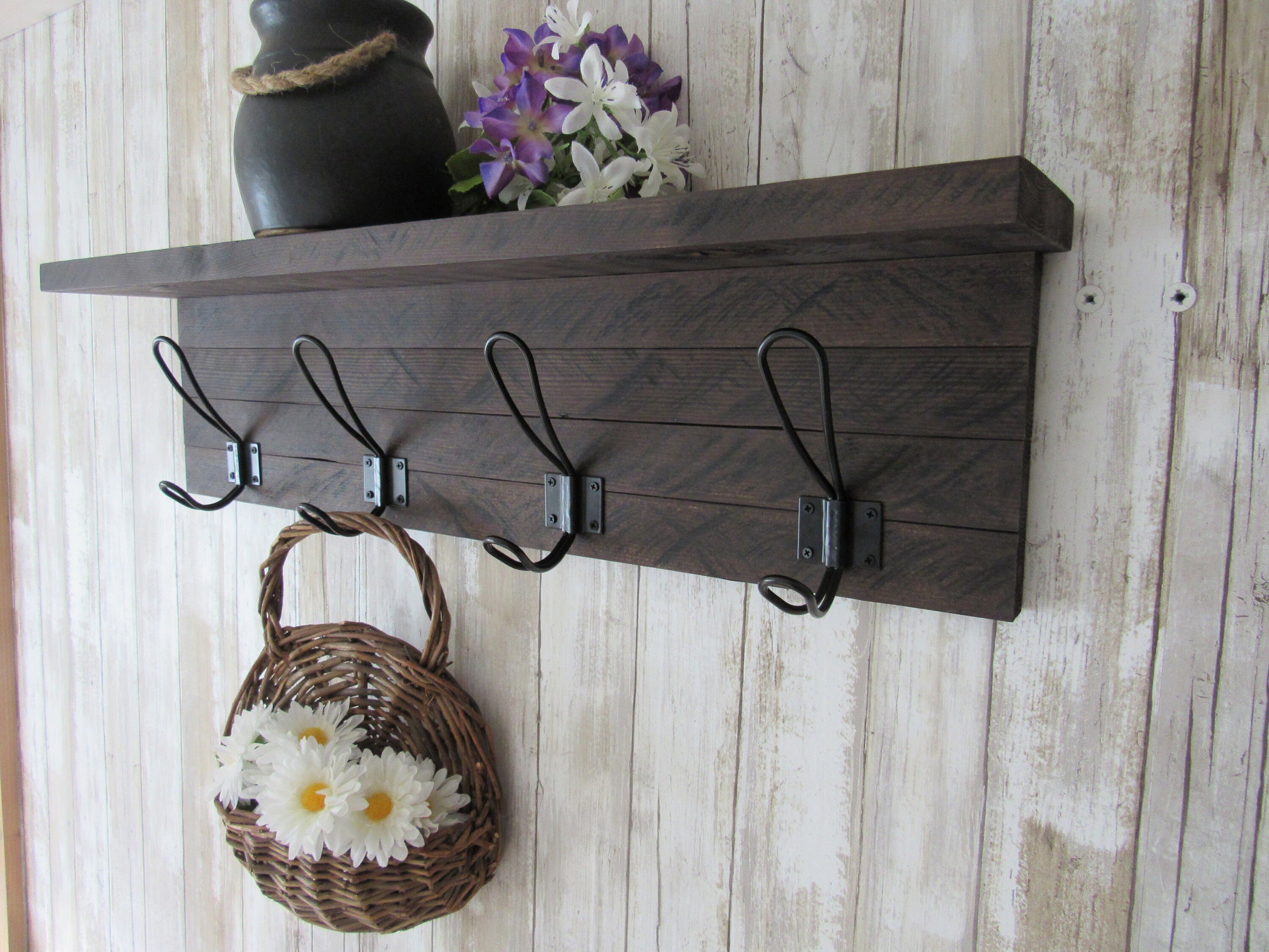 Rustic Coat Rack Wall MountFarmhouse Coat Rack With Etsy