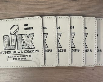 2025 Eagles Leather Coasters Super Bowl LIX Champions