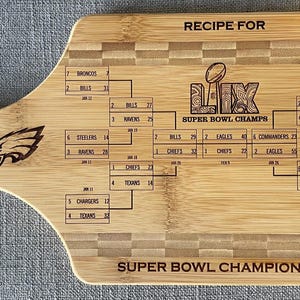 Tabla de cortar de los Eagles 2025 Campeones del Super Bowl LIX