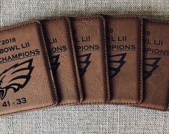 2018 Eagles Super Bowl LII Champions Leather Coaster Set