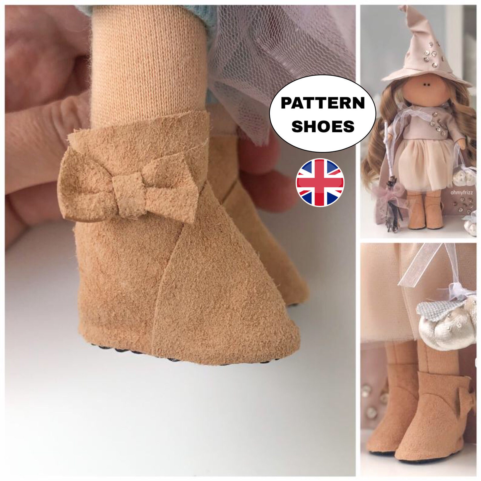 Pattern Pdf Shoes for Dolls Tilda. Tutorial Video Shoes. Tilda Etsy