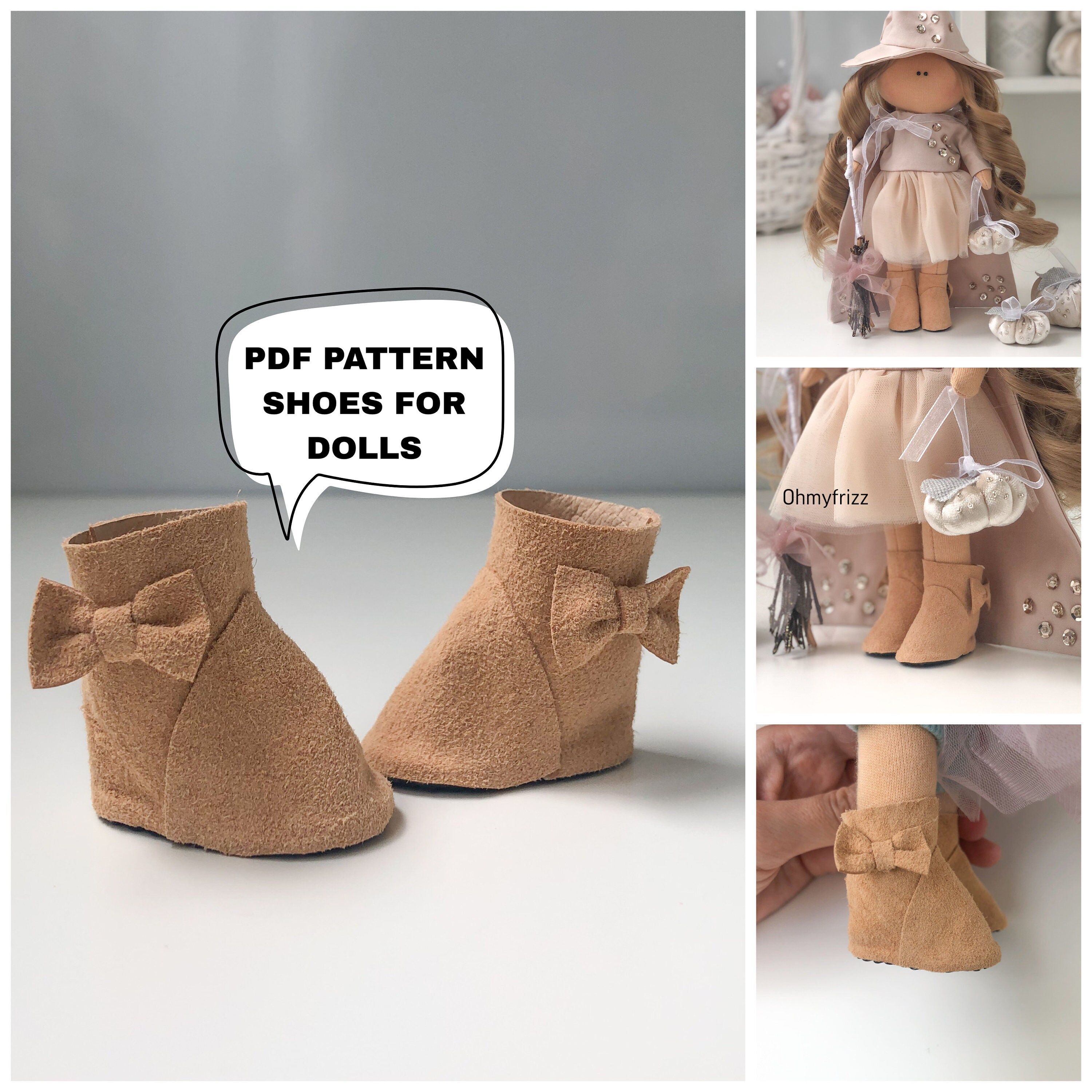 Pattern Pdf Shoes for Dolls Tilda. Tutorial Video Shoes. Tilda Etsy