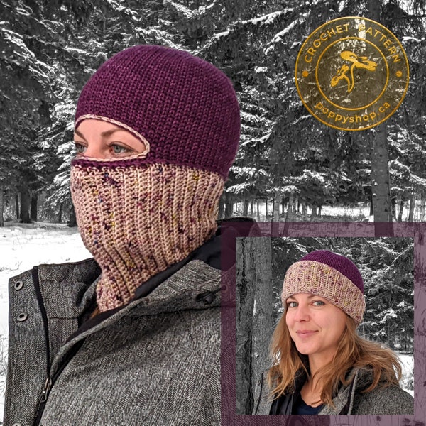 CROCHET BALACLAVA PATTERN | 2 in 1 balaclava pattern | hat pattern | ski mask pattern | crochet hat pattern | balaclava | hat | Poppy Shop