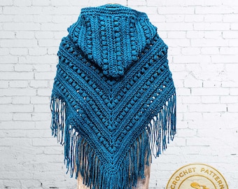 CROCHET HOODED PONCHO Pattern | crochet poncho pattern pdf | crochet hooded poncho | poncho pattern | hooded poncho | Poppy Shop
