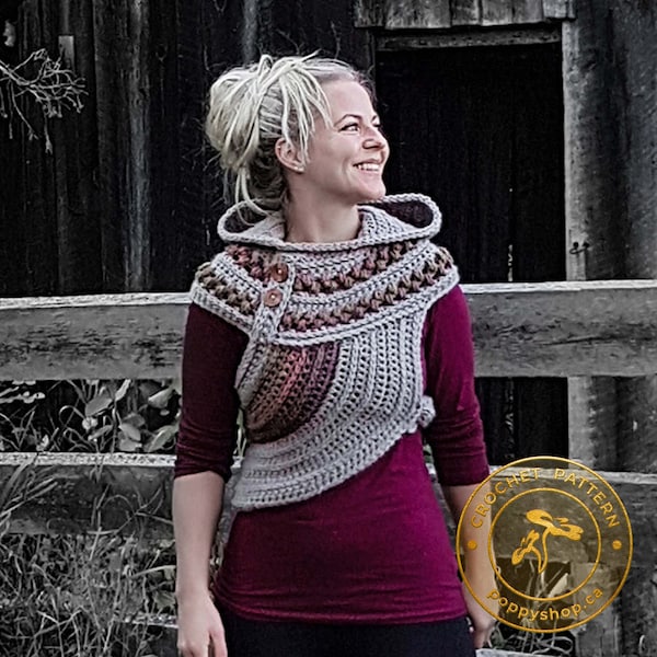 CROCHET HOODED COWL Pattern | crochet pattern pdf | cowl pattern | crochet pattern | cowl pattern pdf | hooded cowl pattern | Poppy Shop