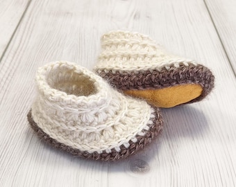 Crochet Baby Booties Pattern: Leather Sole Slippers (PDF Download)