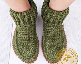 SABLE LEATHER BOTTOM Slippers Pattern | crochet slippers pattern | women's crochet slipper pattern | crochet slippers  | Poppy Shop