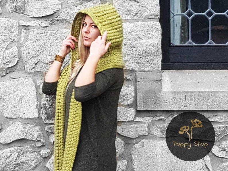 CROCHET HOODED SCARF Pattern  hooded scarf pattern  crochet image 0