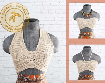 3 WAY BRALETTE PATTERN |  Crochet Bralette Pattern | Crochet Halter Pattern | Crochet Top Pattern | Crochet Pattern | Poppy Shop