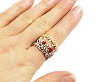 Crochet Ring Pattern: Beaded, Metallic Thread Design (PDF Download)