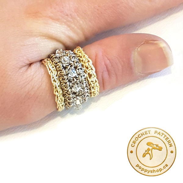 CROCHET RING Pattern | crochet ring | beaded ring pattern | crochet jewelry pattern | ring pattern | jewelry pattern | Poppy Shop