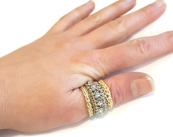 Crochet Ring Pattern: Tri Stack Beaded Jewelry (PDF Download)