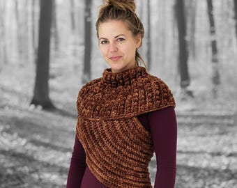 Crochet Cross Body Vest Pattern: Asymmetrical Cowl in Sizes XS-XL (PDF Download)