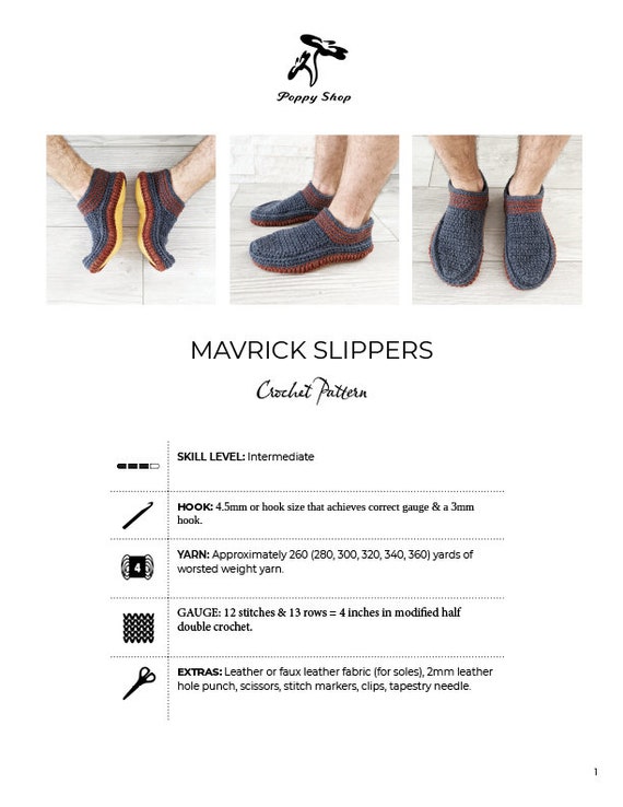Crochet slipper pattern deals with leather soles
