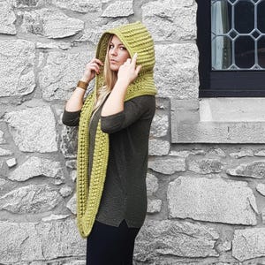 Hooded Scarf Crochet Pattern: Textured Scoodie, Taro Design (PDF Download)