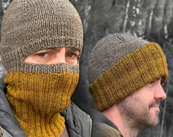 Patroon gebreide bivakmuts: 2-in-1 beanie skimasker (pdf-download)