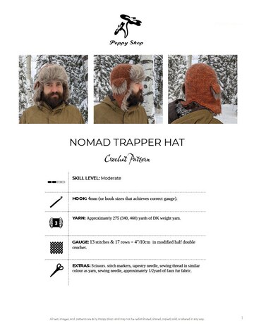 TRAPPER HAT CROCHET Pattern | Trapper Hat | Trapper Hat Pattern | Crochet Trapper Hat | Ear Flap Hat Pattern | Poppy Shop