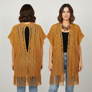Crochet Cardigan Pattern: Keyhole Design, Women's Sizes XS-4XL (PDF Download)