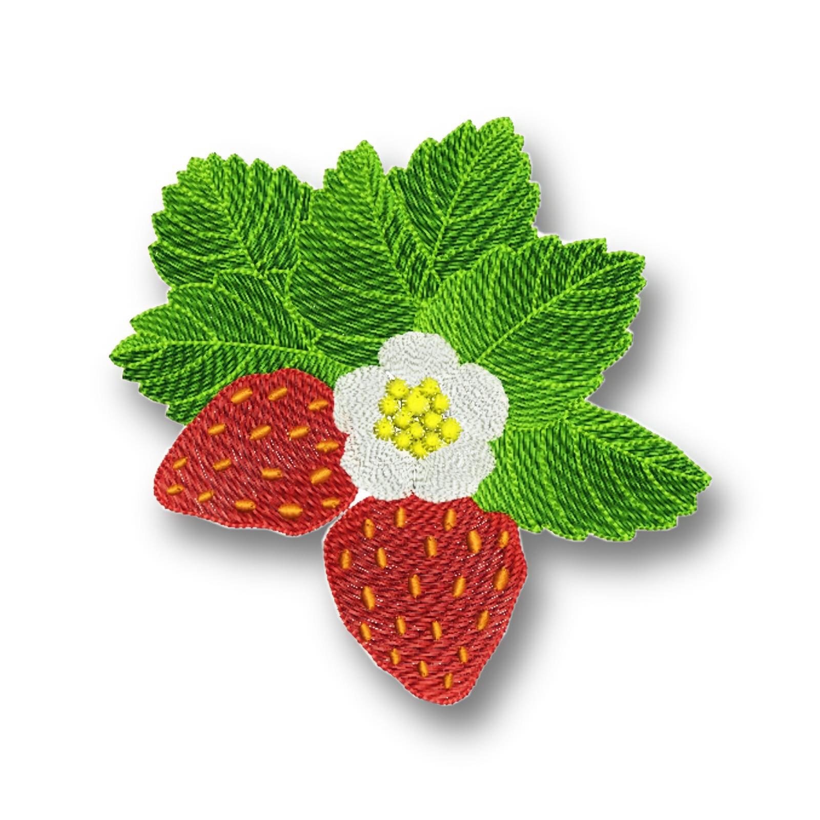 Blooming strawberry machine embroidery design red fruit with Etsy