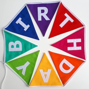 Happy Birthday Bunting Rainbow Colours / Handmade Birthday Decoration Banner Garland