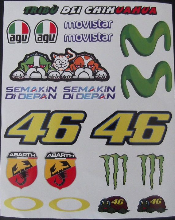 Legepladsudstyr Læsbarhed Hæl Valentino Rossi 46. Movistar-monster-fiat 20 Stickers. - Etsy Canada