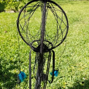 3D Orb Dreamcatcher with Teal & Black Feathers with Lace