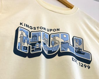 Kingston Upon Hull Wavy T-Shirt Cream