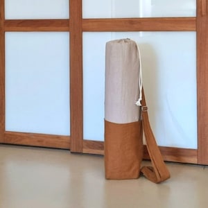 Linen yoga bag, yoga mat bag, double bottom yoga bag, yoga bag with pockets, fitness mat sports bag, linen bag for yoga mat, pilates mat bag