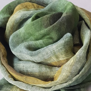 Linen scarf, gauze linen scarf, green striped linen scarf, mens scarf, linen scarf, pure linen scarf with fringe, lightweight linen scarf