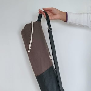 Linen yoga bag, yoga mat bag, double bottom yoga bag, yoga bag with pockets, fitness mat sports bag, linen bag for yoga mat, pilates mat bag
