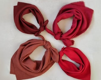 Bandana en lin rouge, écharpe en lin carré, bandana hommes, bandana femme, foulard en lin rouge, foulard en lin carré, bandana occidental, chiffon sauvage