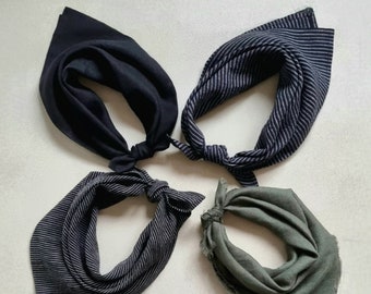 Linen bandana men, black biker bandana, black pirate bandana, cowboy gift, western wild rags