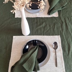 Linen placemats, thick linen placemat set, set of handmade linen placemats, linen table placemat, rustic table mat, heavy linen placemat set