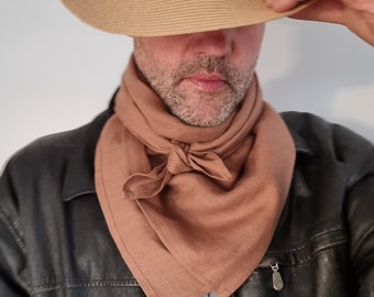 Linen wild rags, 35x35" cowboy scarf, linen rags for men, women square scarf, western bandana face cover, soft neckerchief, dog bib kerchief