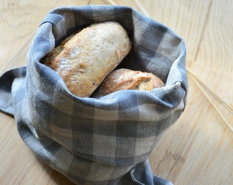 Linen bag, reusable linen bread bag, 100% linen reusable storage bag, bread bag, linen drawstring storage bag, organic linen zero waste bag