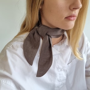 Linen tie, neck scarf, linen neckband, linen headband, linen skinny scarf, hair scarf, skinny neck ribbon, linen wrist scarf, linen yoga tie image 2