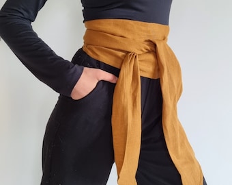 Ceinture enveloppante en lin, ceinture longue et large, ceinture obi, accessoire en lin, ceinture de robe en lin, ceinture large, ceinture enveloppante, ceinture de ceinture en tissu, reliure ventre